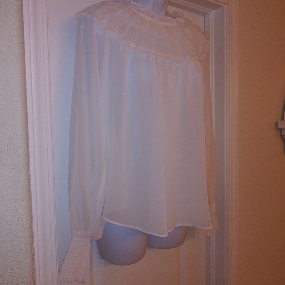 1. State Solid Gauze Blouse In Soft Ecru - image 4
